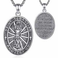 Collier en laiton Merryshine Saint Sébastien, amulette religieuse catholique chrétienne, médaille de protection des archanges, pendentif bijou