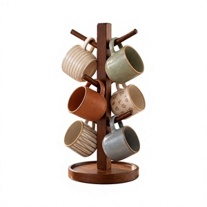 Soporte de Exhibición de Té Multifuncional de Una Sola Capa, Hecho a Mano en Estilo Chino, de Madera Resistente, con Teteras y Recipientes de Porcelana - Product Image 2