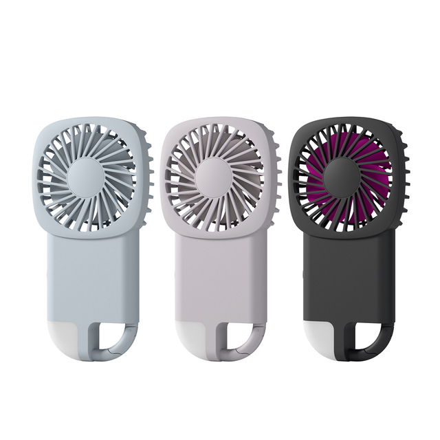 High Quality Ultra Thin Square Portable 3 Speed Handheld Mini Personal Rechargeable Electric Fan LED Light USB Household Hotel