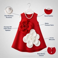 Robe de Demoiselle d'Honneur en Taffetas de Créateur, Motifs Floraux 3D, Coupe Évasée, Sans Manches, Col Rond, Longueur Genou, Robe de Cérémonie et de Fête, Multicolore, En Gros, En Stock
