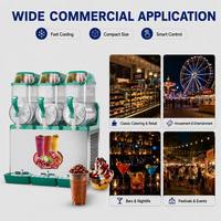 Machine à slush et smoothies professionnelle, 3 réservoirs, 12 L, machine à boissons glacées avec écran LED, nettoyage à une touche, 1200 W, acier inoxydable 304