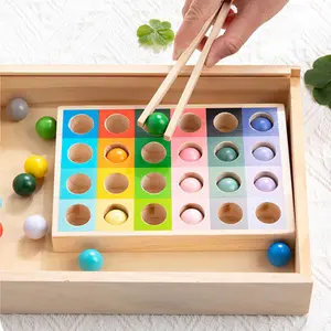 COMMIKI Mentossori Educational Toys 6 Months Baby Sensory Toys Stem Color Bead Color Cognition Wooden Bead Game Education Toy