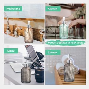 ขวดปั๊มสบู่เหลวแก้วลายริบบิ้นสี ขนาด 11 ออนซ์ 13 ออนซ์ สำหรับห้องน้ำ แบบเติมได้ เหมาะสำหรับโรงแรม - Product Image 5