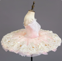 Robe de tutu de ballet professionnelle rose pour filles, robe de danse pour enfants avec dentelle brodée et strass, costume de ballerine pour spectacle sur scène