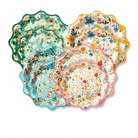Assiettes en papier jetables DAMAI à bords ondulés floraux, biodégradables, pour fêtes, anniversaires, mariages, pique-niques, décorations de table pour les vacances de printemps