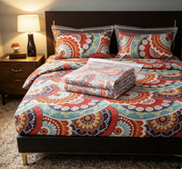 Draps de lit en coton biologique imprimé fleuri réversibles, taille Queen, 3 pièces, matelassés pour toutes les saisons, usage hôtelier et domestique