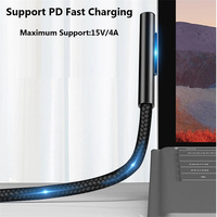 Câble de charge rapide 65W USB Type C PD pour Microsoft Surface Pro 7/6/5/4/3 Book/Book 2