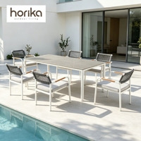 Ensemble Repas de Jardin d'Extérieur Moderne Tout Temps, Table et Chaises en Aluminium pour Terrasse et Restaurant