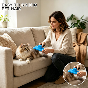 Peigne démêlant portable et autonettoyant pour animaux de compagnie (chiens, chats, lapins) en ABS, acier inoxydable et plastique TPR – Outil de toilettage sûr - Product Image 6
