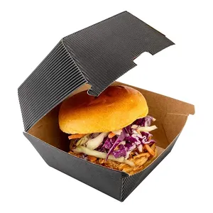 Customized Color Printer Logo Black Package Kraft Paper Custom Food Burger Packaging Box