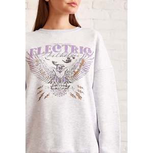 Sweat-shirt à col rond pour femme, esthétique électrique, imprimé Snow Melange, respirant, tricoté, 300 grammes - Product Image 1