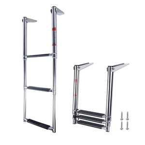 Échelle de bateau en acier inoxydable, 3 marches, rétractable, antidérapante, accessoire pour bateaux - Product Image 1
