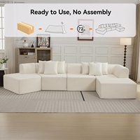 Canapé modulaire sectionnel en velours nuage surdimensionné et moderne, en forme de L, avec mousse à mémoire de forme sans armature, aucun assemblage requis, pour salon