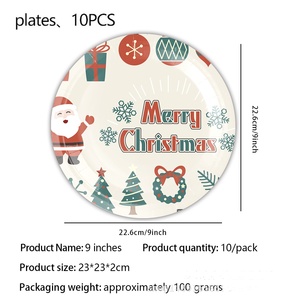 DAMAI Merry Christmas Tableware Sets Santa Claus Disposable Dinner Tableware Set With 7" Plate 9" Plates Napkins Cups Forks - Product Image 3