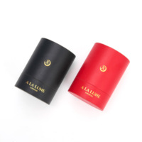 Boîte en carton cylindrique noire personnalisée pour bouteilles de parfum de luxe, boîte ronde de stratification mate avec insertion