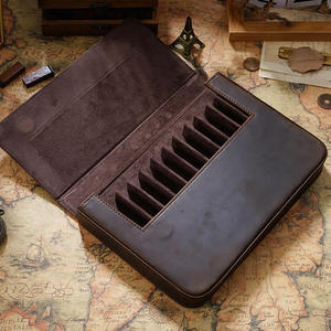 Estuche para Lápices de Cuero Genuino de Grano Completo Crazy Horse Multicolor Clásico, con Protección - Product Image 1