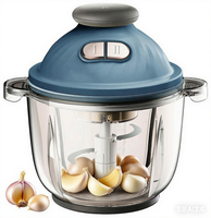 Robot culinaire électrique 400W, 2 vitesses, haute efficacité, bol en verre, hachoir à légumes et à oignons, broyeur à viande 2L, bol compatible lave-vaisselle 1