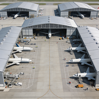 Tente de stockage extérieure en acier et aluminium avec toit en PVC, entrepôt étanche, hangar pour hélicoptères, tente industrielle personnalisée pour avions