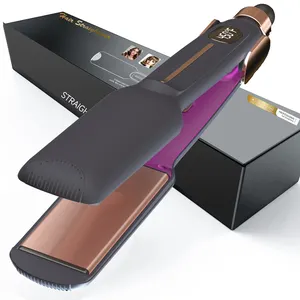 Private Label 2 in 1 Hair Straightener 1.5 Inch Ceramic Plates Professional Flat Iron Heats Up Fast with PTC heater 480F