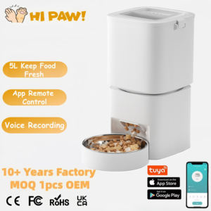 Pemberi makan hewan peliharaan pintar 5L, Robot pintar kontrol aplikasi untuk pemberi makan hewan peliharaan otomatis kucing kecil sedang Wifi - Product Image 1