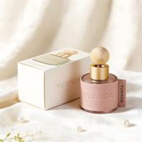 Diffuseur de parfum cylindrique de luxe en verre, avec étui en cuir personnalisé et bouchon en bois, contenant pour parfum d'intérieur