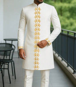 Ensemble de vêtements Dashiki 2 pièces pour homme CCY, style africain, été, polyester, manches longues, brodé, pour festival, mariage, affaires - Product Image 1