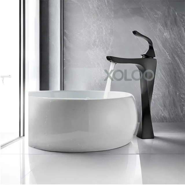 XOLOO Hotel Bathroom Washing Black Single Handle Hand Zinc Body Lavatory Vanity Sink Basin Faucet