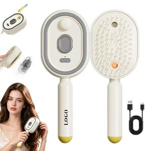 0728 One-button Clean Portable Spray Comb Type-<b>c</b> Rechargeable Travel <b>Size</b> Brush Retractable Bristles Micro-mist Scalp Massager - Product Image 3