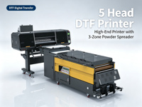 Imprimante DTF 5 têtes avec distributeur de poudre 3 zones, machine d'impression directe sur film pour T-shirts, sans buse