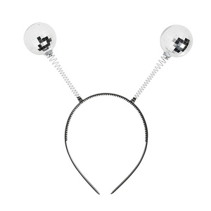 Pafu Accessoire de déguisement d'Halloween, Serre-tête Alien, Serre-tête de fête, Serre-tête antenne martienne, Serre-tête Bopper années <span class=keywords><strong>70</strong></span>, Serre-tête boule disco argentée - Product Image 5