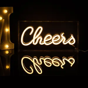 Letrero de neón Led con logotipo de Cheers personalizado para decoración de sala de juegos de escritorio, regalos de cumpleaños personalizados, letras iluminadas de neón de dragón