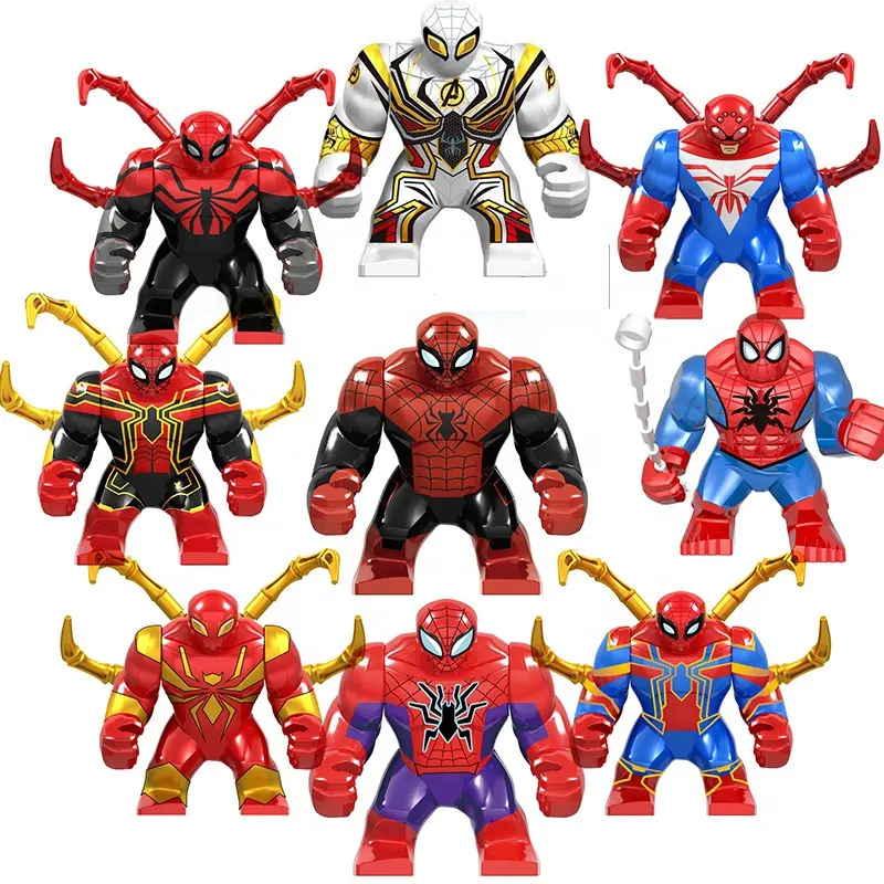 Большие размеры, Человек-паук, супергерои Marvel, Человек-паук в стальной броне, Питер Паркер, DIY мини-фигурки, модель, строительные блоки, детские игрушки