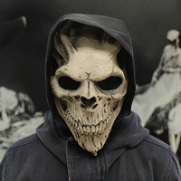 Masque intégral en latex écologique pour cosplay d'horreur, nouveau design, crâne de démon avec capuche, effrayant, cri, fantôme, fête d'Halloween