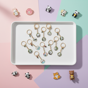 Porte-clés personnalisé en émail Panda, alliage de <span class=keywords><strong>zinc</strong></span>, porte-clés 3D de dessin animé pour la décoration de sac à dos et cadeau - Product Image 5