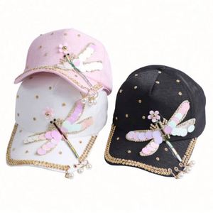 Casquette de baseball unisexe élégante à 5 panneaux en tissu courant, souple, à visière courte, effet cristal, vente en gros - Product Image 2