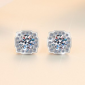 S925 Sterling Silber Ohrringe mit Brillantschliff Funkelnder Farbiger Moissanit Büro-Party-Schmuck für Damen Mode Oa - Product Image 2