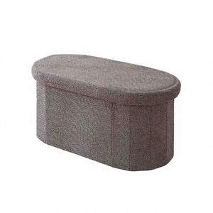 Wholesale Foldable Japanese Design Wood Frame Sponge Upholstery Fabric Ottoman Living Room <b>Stool</b> <b>with</b> <b>Storage</b> Pouf - Product Image 3