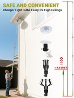 Perche télescopique extensible de 3 à 20 pieds avec 2 paniers et ventouse, kit de changement de lampe, outil de démontage de lampes