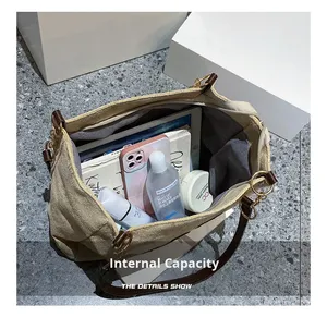 One Shoulder Canvas College Student Class Big <strong>Bag</strong> Women's Large Capacity 2026 New Spring Daily Support Oversized <strong>Bag</strong> - Product Image 4