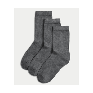 Chaussettes pour femmes, grises unies, en mélange de coton, respirantes, pour usage quotidien, épaisseur standard, style régulier, printemps - Product Image 1