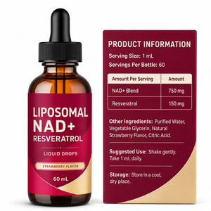 น้ำยาบำรุงความงามสูตรลิโปโซมอล NAD เรสเวอราทรอล แอนตี้ออกซิแดนท์ ขนาด 60 มล. ปรับแต่งได้ ปราศจากนม ได้รับการรับรองมาตรฐาน GMP HACCP - Product Image 6