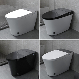 WC intelligent électrique électronique à chasse d'eau siphonique de conception moderne de luxe entièrement automatique 110V/220V Noir - Product Image 4