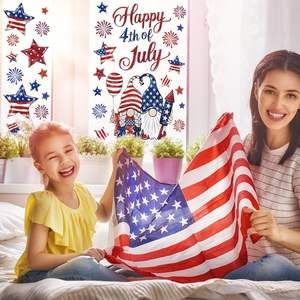 Autocollants patriotiques pour fenêtre Joyeux 4 juillet Décoration de fenêtre USA Gnome Étoile Feu d'artifice Autocollant réutilisable pour <span class=keywords><strong>le</strong></span> Jour de l'Indépendance - Product Image 3