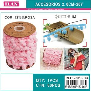 Passamaneria Ilan Pom Pom Larga 2 Cm, 20 Iarde per Decorazioni Orlo Gonna - Product Image 3