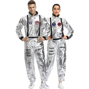 Unisex astronot kostüm bayan erkek gümüş uzay takım elbise cadılar bayramı Spaceman kostüm