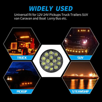 Feu arrière rond à LED de 3 pouces Marqueur d'urgence pour camion Lampe stroboscopique d'avertissement 12V 24V Lampes de signalisation pour moto remorque pick-up RV