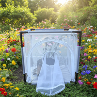 Cage à papillons carrée en plastique écologique avec fermeture à bouton solide pour l'élevage d'insectes de petites races, anti-graines, utilisable toutes saisons