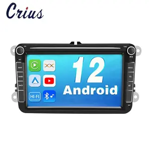 Lecteur DVD de voiture Android à écran tactile de 8 pouces pour VW, avec navigation GPS Carplay BT et plus de fonctions