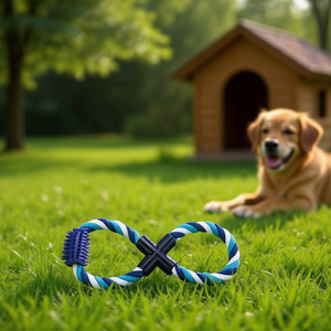 Giocattolo da Masticare per Animali Domestici in Corda di Cotone a Forma di Otto con Spazzola - Product Image 2