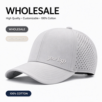 Casquette de baseball perforée au laser à 6 panneaux de bonne qualité, disponible en gros et sur mesure, casquette de sport en coton avec logo personnalisé